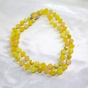 Antique, yellow beaded necklace, circa 1950s-1960s.